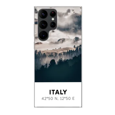 Produktbild von MuchoWow® Handyhülle Schutzhülle Hülle für Samsung Galaxy S22 Ultra Italien - Nebel - Wald - Baum Silikon Softcase Handy Hülle - Abbildung