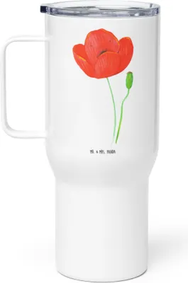 Produktbild von Mr. & Mrs. Panda Teetasse Blume Mohnblume - Weiß - Geschenk, Isolierbecher, Thermobecher, Religion, Glaube, Selbstliebe, Mohn, Garten, getränkebecher, To-Go-Becher