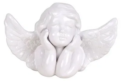 Produktbild von Deko-Engel weiß glänzend Schutzengel Engelsfigur Dekoengel Dekofigur H17,5cm