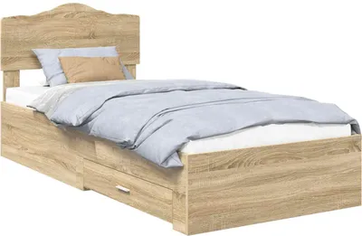 Produktbild von vidaXL Bettrahmen mit Kopfteil Sonoma-Eiche 100 x 200 cm Holzwerkstoff