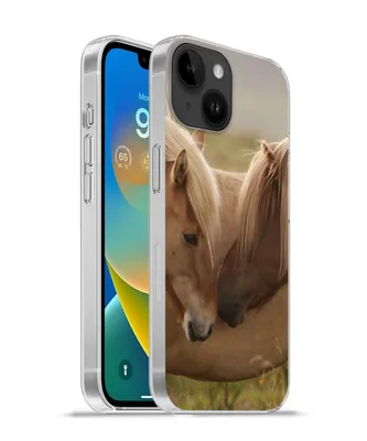 Produktbild von MuchoWow® Handyhülle Schutzhülle Hülle für Apple iPhone 14 - Softcase Pferde - Gras - Braun Silikon Softcase Handy Hülle - Mobiltelefonhülle