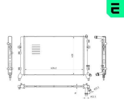 Produktbild von ERA 673252 Kühler Wasserkühler Motorkühler für VW GOLF VI (5K1) Golf V Schrägheck (1K1) Passat Variant (3C5) GOLF PLUS (5M1, 521) Passat Variant (365)