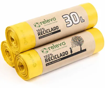 Produktbild von Relevo Gelbe Säcke – 45 Stück Müllbeutel 25L bis 30L mit Zugband, nachhaltig aus
