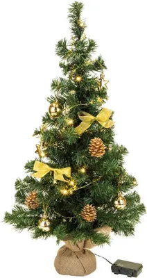 Produktbild von Künstlicher Weihnachtsbaum Geschmückt Beleuchtung LED Timer 75cm Gold