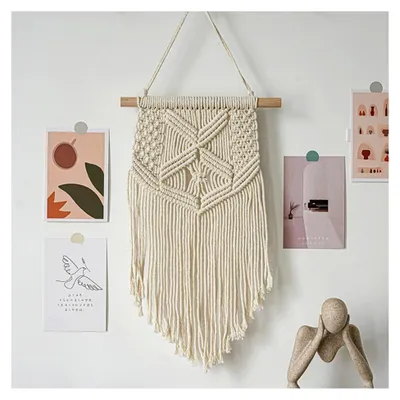 Produktbild von 2 Stück Wandteppich im Boho-Stil mit Quastenspitze, gewebte Wanddekoration, kleine Kunstgewebte Wandteppiche für die Wohnkultur