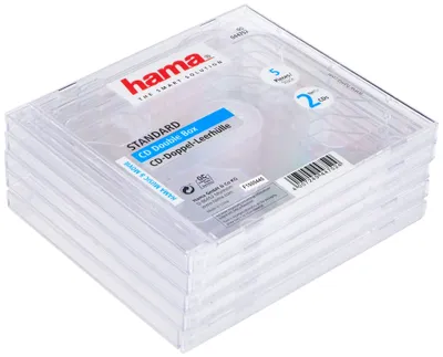 Produktbild von Hama CD Double Jewel Case, Pack 5, 2 Disks, Transparent, 142 mm, 125 mm, 51 mm, 278 g