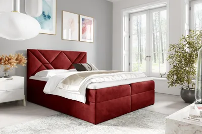 Produktbild von Boxspringbett ASKOT – 120x200, Rot + GRATIS Topper