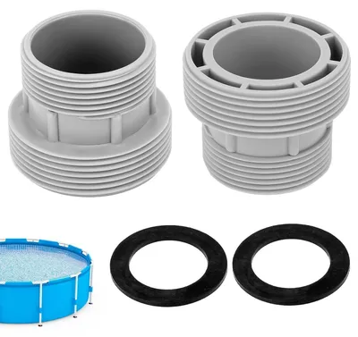 Productafbeelding van 2 stuks poolslangconnector, 60mm, 47mm, kunststof adapter