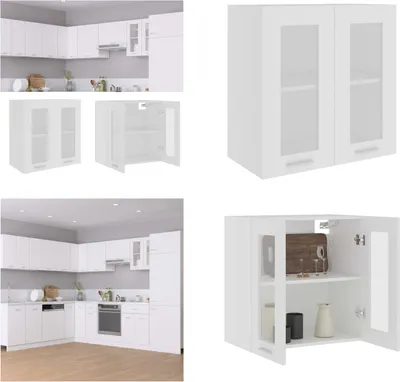 Produktbild von vidaXL Hängeglasschrank Weiß 60x31x60 cm Holzwerkstoff - Hängeglasschrank - Hängeglasschränke - Küchenschrank - Küchenschränke