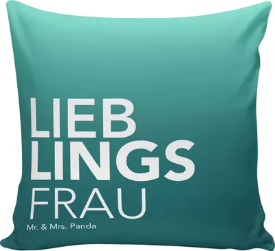 Produktbild von Mr. & Mrs. Panda Kissen 40x40 Frau - Aquarellblau - Geschenk, Dekokissen, Partnerin, kuschelkissen, Kleinigkeit, Liebling, Couchkissen, Spruch, Geschenkidee, Sofakissen