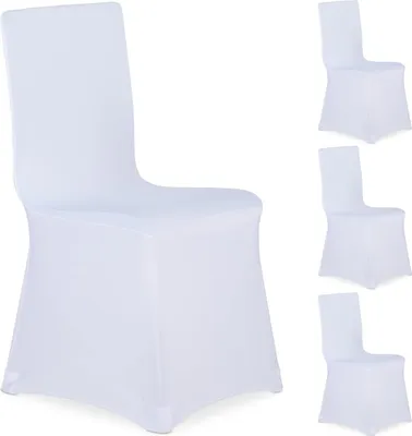 Produktbild von 20 x Stuhlhussen, universeller Stretch Stuhlbezug, waschbarer Stoff, Bankettstuhl Dekoration, Empfang und Feier, weiß
