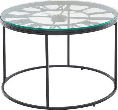 Produktbild von Couchtisch Glas Sofatisch Ø 60 cm Tisch Wohnzimmertisch Rund Schwarz