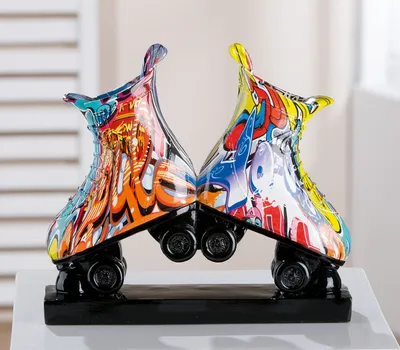 Obrázek produktu pro Socha Casablanca, kolečkové brusle, "Street Art", graffiti, syntetická pryskyřice, vícebarevná, , d. 5 cm, š. 24 cm, v. 21 cm 37626