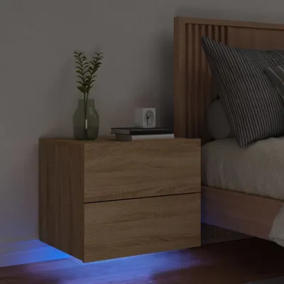 Produktbild von Cloris Designermöbel Wand-Nachttisch mit LED-Leuchten Sonoma-Eiche 2024 Neu