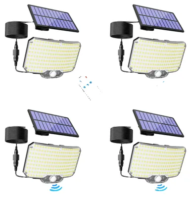 Image de Lampes murales solaires avec détecteur de mouvement, design étanche, modes réglables, lot de 4