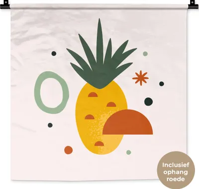 Produktbild von MuchoWow® Wandteppich Wandbehang Ananas - Abstrakt - Sommer 60x60 cm Tapisserie Dekoration Wandtuch - Dekorationen - Wand Decke