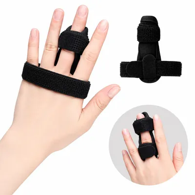 Produktbild von Fingerbandage mit Alu-Schiene 2er Set, verstellbar, atmungsaktiv, Fingerstütze für Alltag & Sport