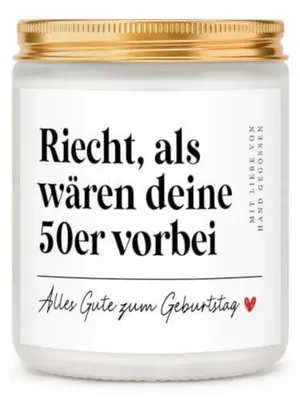 Produktbild von Duftkerze 60. Geburtstag Lavendel mit Spruch Geschenk für Frauen Männer Glas mit Deckel