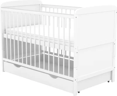 Produktbild von Baby-Delux Babybett Gitterbett Kinderbett Natalie 2in1 140x70 Weiß Beißschienen mit Schublade, höhenverstellbar