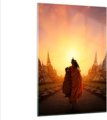Produktbild von Bilder auf glas - Einteilig - Tempel Mönch - 80x120cm - Glasbilder - Wandbilder - Bilder - zum Aufhängen bereit - Wanddekoration aus Glas - Glas Bilder - Wandbild auf Glas - GPA80x120-3472