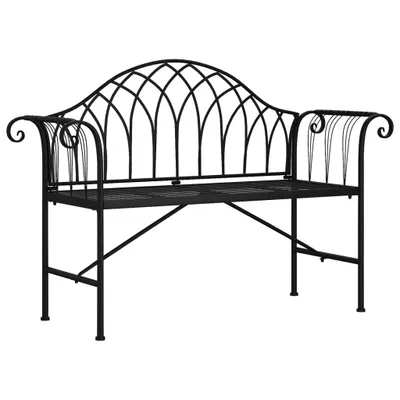 Zdjęcie produktu dla Ławka ogrodowa dla 2 osób, 128 cm, czarna, stalowa