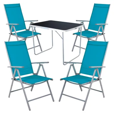 Image de set de camping 5 pièces table de camping + 4 chaises de camping chaise pliante