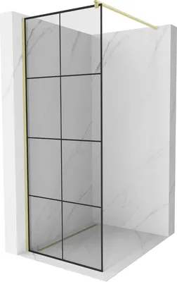 Produktbild von Mexen Kioto Walk-in-Duschwand 70 x 200 cm, schwarzes Muster 8 mm, gebürstetes Gold - 800-070-101-55-77
