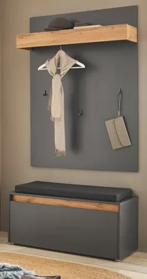 Produktbild von Garderobe Set 3-teilig "Center" in grau matt und Wotan Eiche Garderobenkombination