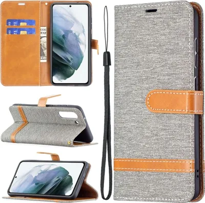 Produktbild von König Design Hülle kompatibel mit Samsung Galaxy S21 FE Kunstleder Handyhülle - Handy Case Grau