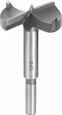 Produktbild von Holzbohrer, 42 mm Hartmetall-Holzbohrer, zum Einbau von runden Holztüren, Schubladen und Sperrholz, hilft Ihnen, schnell saubere Löcher mit flachem Boden in Holz zu bohren (GrooFoo).