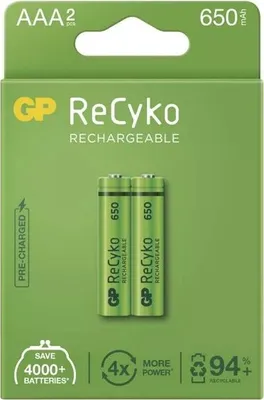 Obrázek produktu pro GP Batteries B2116, AAA, Nikl-metal hydridová (NiMH), 1,2 V, 2 kusů, 650 mAh, Zelená