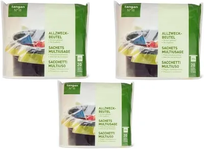 Produktbild von Müllbeutel Allzweckbeutel Reißfeste Müllbeutel mit Zugband 35L Einzeln gefaltet - 3 Packung x 20 Beutel