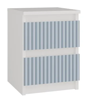 Produktbild von Nachttisch Wolfgang Weiß / Blau mit 2 Schubladen