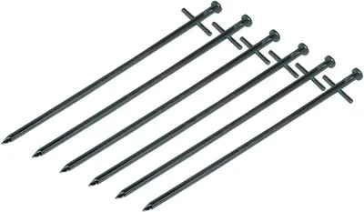 Imagen del producto de Estacas de acero para tiendas de campaña, 23 cm, 12 unidades, aptas para suelos blandos y duros
