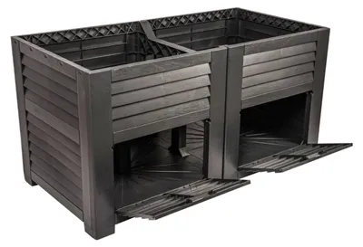 Image de Maxi bac surélevé avec deux compartiments de rangement L 150 x l 76 x H 78 cm anthracite