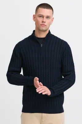 Produktbild von INDICODE IDPaulo Herren Strickpullover Troyer Grobstrick Pullover mit Troyerkragen 100% Baumwolle Regular fit