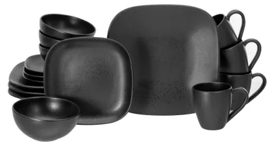 Produktbild von CreaTable, 16818, Magic Black Square Black, Kombiset 16-tlg, Steinzeug
