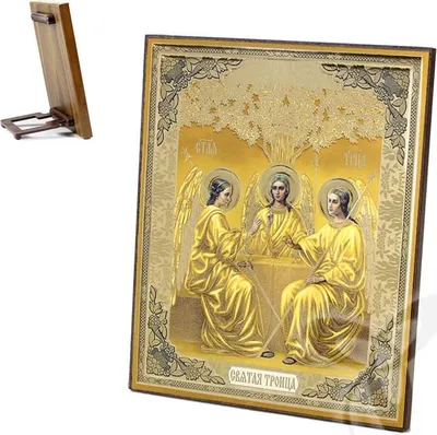Produktbild von NKlaus Ikone Heilige Dreifaltigkeit Holz 15x18cm Heiligenbild Kunstbild 39110