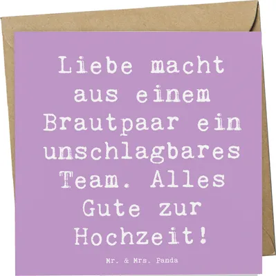Produktbild von Mr. & Mrs. Panda Deluxe Karte Spruch Unschlagbares Brautpaar - Lavendeltraum - Geschenk, frisch verheiratet, Hochzeitsplanung, Hochzeit, Magie der Liebe, Ehe, Grußkarte