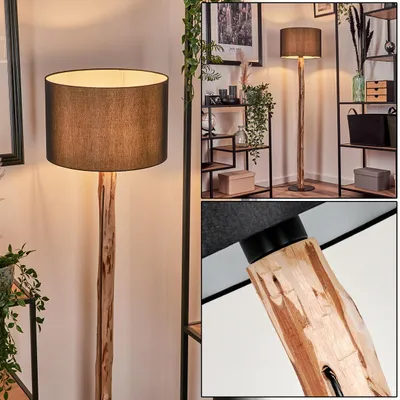 Produktbild von Longarone moderne Stehlampe aus Holz/Metall/Stoff in Natur/Schwarz/Weiß
