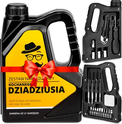 Zdjęcie produktu dla Zestaw narzędzi kanister diy prezent dzień taty klucze śrubokręt czarny poręczny
