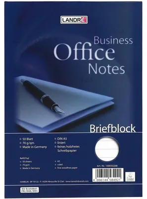 Produktbild von LANDRE Briefblock Office A5, 50 Blatt, 70 g/m², Lineatur 21 (liniert)