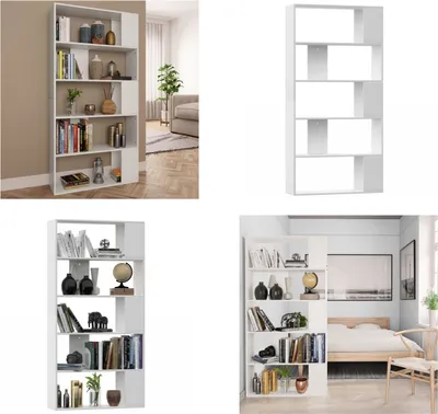 Produktbild von vidaXL Bücherregal/Raumteiler Weiß 80x24x159 cm Holzwerkstoff - Bücherschrank - Bücherschränke - Bücherregal - Bücherregale