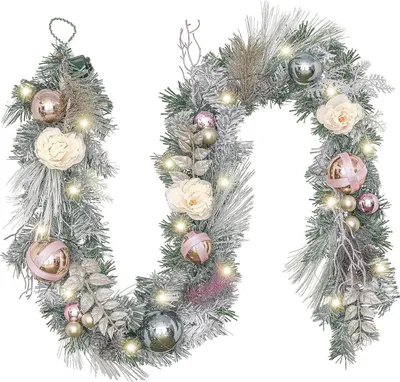 Produktbild von Valery Madelyn 6 Fuß Weihnachtsgirlande beleuchtet batteriebetrieben Tannengirlande Rose Gold
