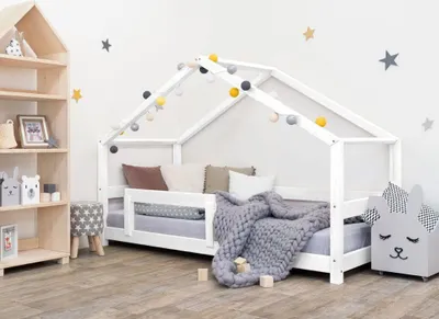 Produktbild von Kinderhausbett LUCKY - Massivholz - Weiß - 120 x 200 cm