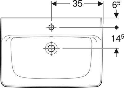 Productafbeelding van Geberit wastafel Renova Plan met kraangat, wit, 700x480 mm