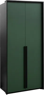 Produktbild von Kleiderschrank Genua 105 Schrank 105X215X65 Cm 2 Türiger Drehtürenschrank Schwarz/Flaschegrün