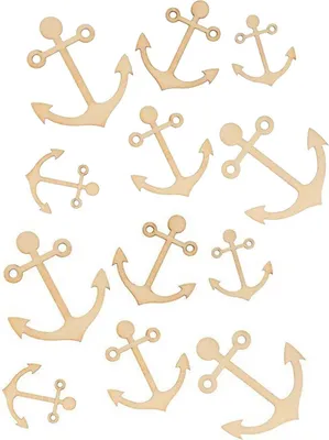 Image de 60 mini-décorations en bois - Ancre de bateau