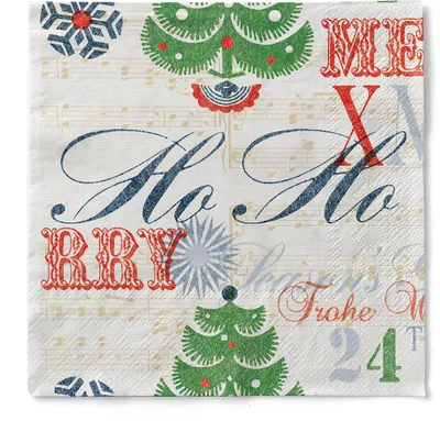 Produktbild von Sovie HORECA Weihnachtsserviette Xmas-Greetings in Bordeaux aus Tissue 33 x 33 cm, 100 Stück