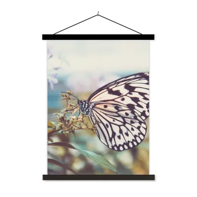Produktbild von MuchoWow® Textilposter Schmetterling - Blumen - Frühling 90x120 cm mit schwarzem Rahmen - Dekoration